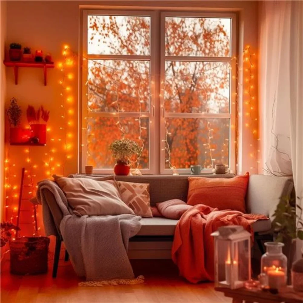 66ft 200 LED Halloween Lights Outdoor,Connectable Halloween Orange String Lights